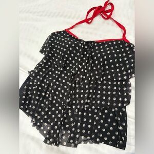 Polka Dot Black and Red Women's Tankini, Santorini size LG 14 (12-14)